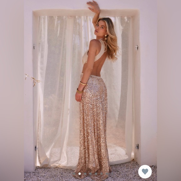 NWT 12th Tribe Era Champagne Sequin Maxi Dress - Picture 2 of 14